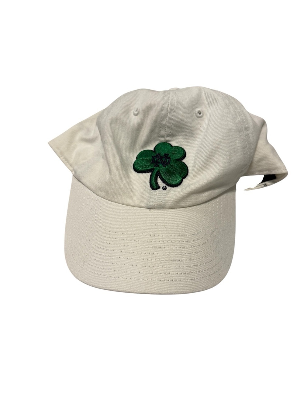 47 Brand NWOT White Notre Dame Baseball Cap with Green Shamrock Patch